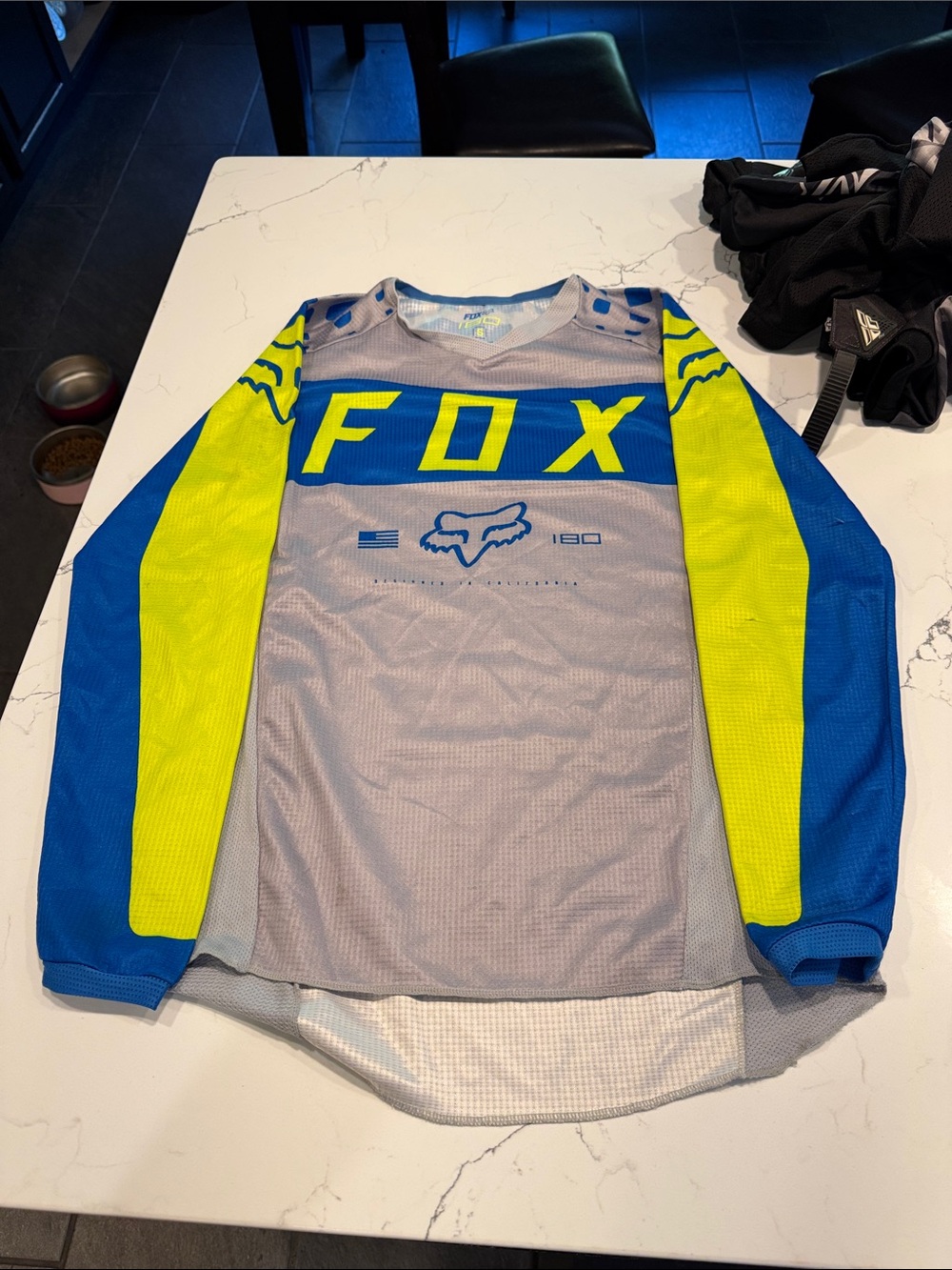 Fox Men’s Gray Blue Yellow Long Sleeve MTB Jersey